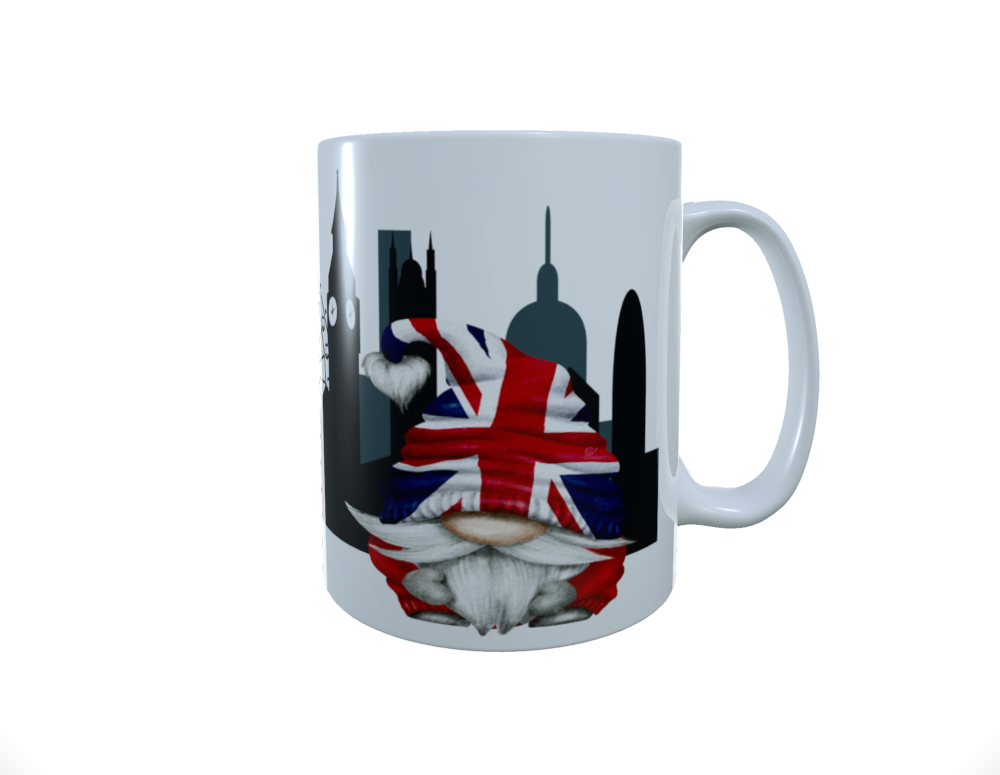 Union Jack Gnome Ceramic Mug, United Kingdom Gnome